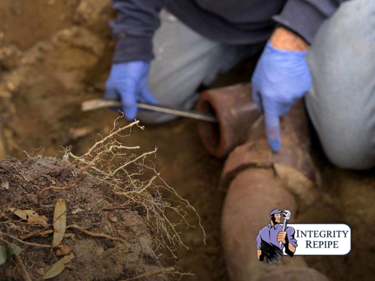 Tree roots invading sewer pipes in California