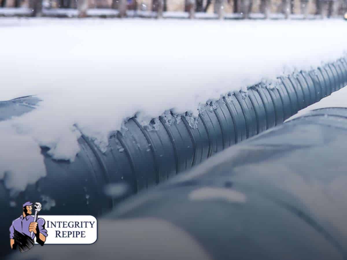 Snow-covered outdoor pipes highlighting the risk of Plumbing Emergencies During Winter